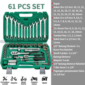 MONAKE Kunci Sok Set 12/32/37/46/53/61/82/94 pcs Set Lengkap Kunci Mata Sok 1/2 and 1/4 inch Set Potong Kunci Pas Alat Set Cincin 24 gigi Wrench Rache lengkap motor Rachet Handle Multifungsi kuncit alat perkakas