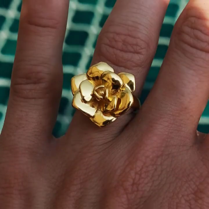 Chic hoa trà & Rose chi tiết nhẫn hoa thanh lịch mạ hoa trà Rose nhẫn cho nhà sưu tập của Retro