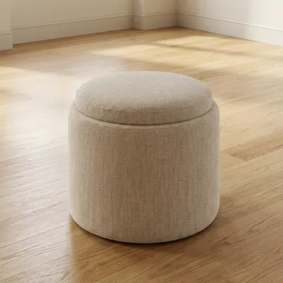 Furniture Direct LILLE Storage Round Pouf Stool-4 Colors