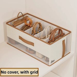 Tote Bag Storage Rack Dustproof 5grid Handbag Sorting Organizer with Lid Wardrobe Container Closet Almari Penyusun Beg