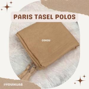 Hijab Segi Empat Paris Jadul Tasel Premium 3 Sisi // Kerudung SegiEmpat Katun Paris PomPom