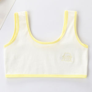 KEKEBEBE Teenager Girl Cotton Safety Early Development Cute Embroidery Cartoon Student Training Sport Bra Camisole 16007