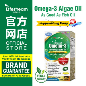 LABO Nutrition OmaxPure Vegan Omega 3 - 1000mg Algae Oil Plant based Omega 3 DHA EPA - Odourless Fish Oil Alternative for Heart Brain Eye Joint Health Support Lipid Profile Supplement • Made in Japan • 120 veggie softgels