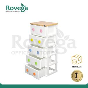 Rovega Trendy Lemari Baju Plastik Laci Premium 5 Susun with Colorful Grip