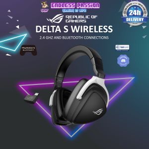 ASUS ROG Delta S Wireless Gaming Headset (AI Beamforming Mic 7.1 Surround Sound 50mm Drivers Lightweight Low-Latency 2.4GHz Bluetooth USB-C for PC Mac PS4 PS5 Switch Mobile Device)-Black
