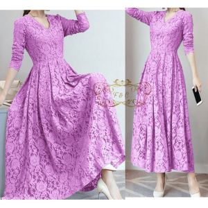 TK MAXI CASSIE/MAXI BRUKAT/MAXI DRESS/MAXI FULL BRUKAT LENGAN PANJANG