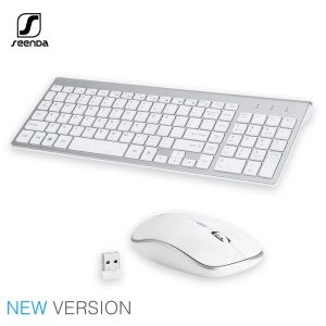 Jomaa Russian Spain Wireless Keyboard and Mouse Combo 2.4G Full Size Silent Button Keyboard Mouse Set for Laptop PC Computer