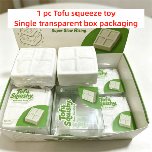 RGFV MALL Simulation Tofu Tofu Squishy Toy Soft Rubber Super Slow Rising Tofu Squeeze Toy Satisfying Sound Effects Realistic Food Tofu Fidget Toy Hand Relax
