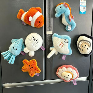 Cartoon Clownfish Starfish Refrigerator Sticker Creative Home Simulation Animal Refrigerator Sticker Plush Doll
