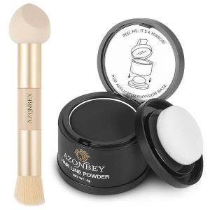 Root Touch Up SetsHairline Powder for Women Cover Up- Hairline Concealer for Thin and Thinning Hair Water & Sweat ResistantContain Azonbey Makeup Brush (Black Med-Makeup Brush)