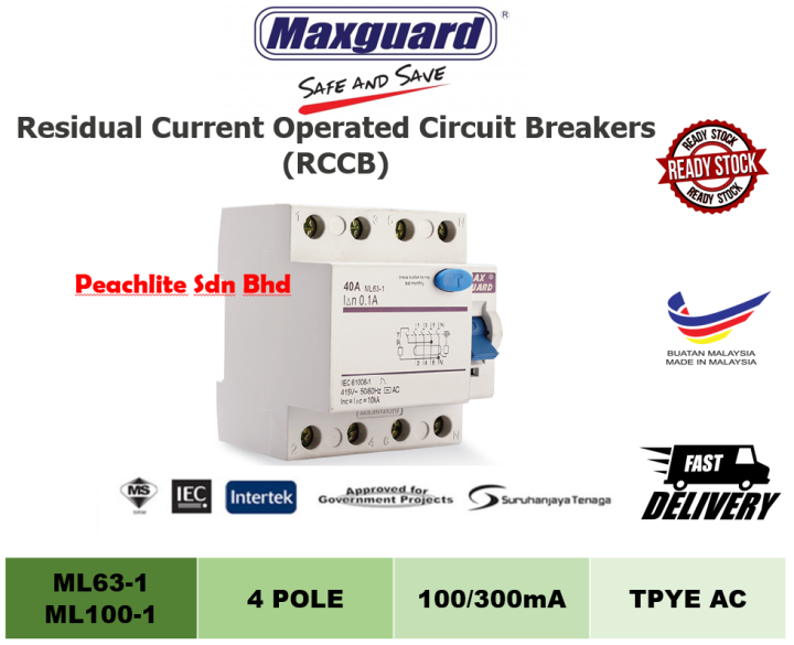 MAXGUARD Residual Current Operated Circuit Breakers ML63-1 ML100-1 ...