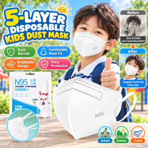 Kids Disposable Mask Dust Protection 3D Breathable Children Face Mask Individually Packed White 5 Ply Face Cover Comfortable Fit