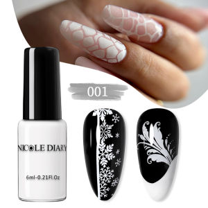 BORN PRETTY NICOLE DIARY 6Ml Dập Sơn Móng Tay Nghệ Thuật Màu Đen Vàng Trắng Bạc Móng Nghệ Thuật In Véc Ni Thiết Kế Tự Làm Để Dập Tấm Sơn Móng Tay