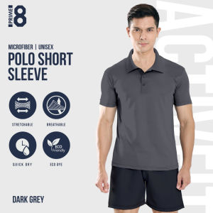 Prime8 x 888.co Aerofit Polo Shortsleeve Microfiber Dryfit Tshirt Jersey Sport Baju T Shirt Men Women DARK GREY
