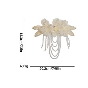 WAPKTY 1Pc Beaded Decoration Flower Patch Tassel Crystal Chiffon Embroidery Patch Fashion Detachable DIY Sewing Decals