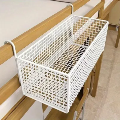 【Ready Stock&COD】DIVATEN Iron Bedside Storage Basket Large Capacity No Drilling Bed Bedside Shelf Holder High Quality Space-saving Hanging Wire Basket College Dorm Room