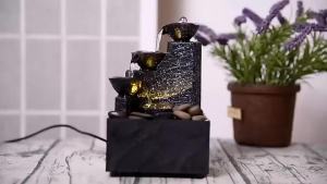 Founn Water Falls 6.7 Inch Relaxation Waterfall LED Decorative Indoor Tabletop Water Founn
