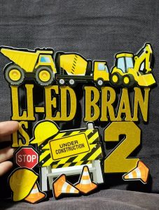 Construction Themed Cake Topper (3D Style/Layered)