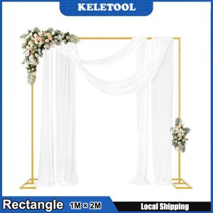 Square Metal Arch Backdrop 1/1.5/2M Metal Wedding Arch Stand Gold Square Arched Backdrop Frame Wedding Decoration