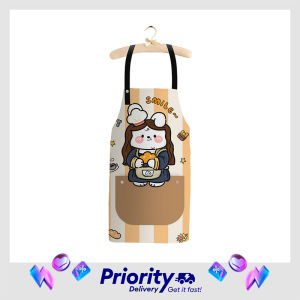 Sweet Home Canvas Apron Cute Rabbit Design Waterproof Oil-proof Stain-proof Easy to Clean Durable 68cm x 70cm Household Kitchen