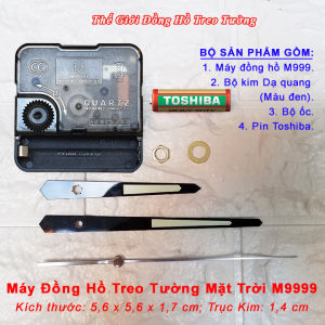 Máy Đồng Hồ "Mặt Trời" M9999 – Bộ Kim Đen có DẠ QUANG - Tặng Pin AA Vỏ Nhôm