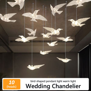 Toyo Wedding Ceiling Decorative Lamp Pendant Lamp Crystal Luminous Transparent Bird Warm Light