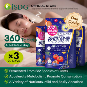 ISDG Japan Night Diet Enzyme Supplement Multiple Enzyme with 232 Kinds Of Organic Vegetables & Fruits Improve Sleep Fat Burning And Weight Loss 3 Packs-360 Tablets