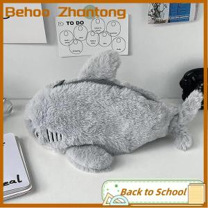 Behoo Cute Plush Shark Pencil Case Student Stationery School Supplies Kawaii Doll Back To School Storage Bag Pen Bag Stationery