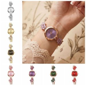 BABYBANG Exquisite Womens Bracelet Watch Luxury Vintage Vintage Female Clock Pull Type Drawstring Design Flower Quartz Wristwatch Clothing Accessories
