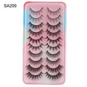 XIAHU 10 Pairs Spiky Natural Fake Eyelashes Fairy Clusters Cat-Eye Makeup Mink Lashes Anime Lashes Cosplay Lashes Manga Lashes