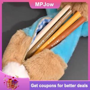 【MPJow】 Cute Plush Rabbit Pencil Case Student Stationery School Supplies Kawaii Doll Back To School Animal Storage Bag Pen Bag