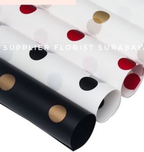 SFS - [5 LEMBAR] KERTAS CELLOPHANE KERTAS BUNGA POLKADOT DOT BUNDAR BULAT KERTAS KOREA WRAP BUNGA WRAPPING PAPER BOUQUET BUKET BUNGA