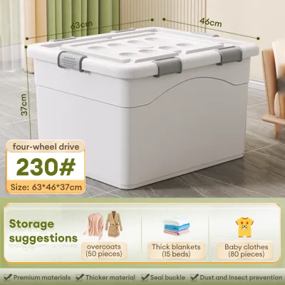 Storage Box Transparent Box Organizer Multi-purpose Plastic Storage Box Wardrobe Storage Box Stackable Sealed With Wheel