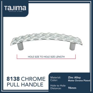 8138 Chrome Cabinet Door Pull Handle with Screw 96mm