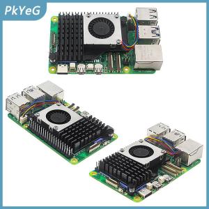 PkYeG Pwm Tốc Độ Có Thể Điều Chỉnh Fan Đen Bạc Màu Xanh Làm Mát Tản Nhiệt Cho Raspberry Pi 5 Hoạt Động Mát Nhôm Tản Nhiệt