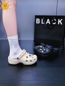 [Free Shipping] Celebrity-Style Thick-Soled Cloud Clogs For Women A Budget Alternative For Summer With A 6Cm Height Increase Suitable For Outdoor And Beach Wear