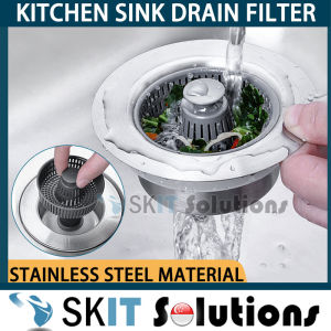 【SKIT SG】Stainless Steel Kitchen Sink Drainage Filter Kitchen Sink Odor Filter 3 in 1 Kitchen Sink Drain Strainer Popup Sink Stopper Strainer Anti-Clogging Sink Drain Stopper Deodorant Insect-Proof Quick Drainage Garbage Plug Sink Drainage Accessories