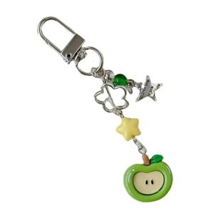 Fashionable Phone Charm Lanyard Beaded Keyring Colorful Fruit Bead Phone Pendant for Women Girls Stylish Purse Ornament