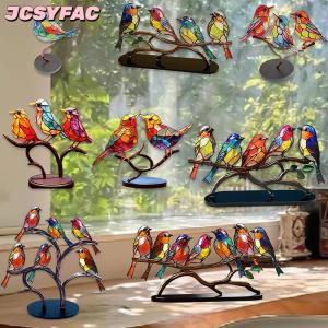JCSYFAC Màu Acrylic Chim Trên Chi Nhánh Máy Tính Để Bàn Đồ Trang Trí Hai Mặt Nhiều Màu Phong Cách Chim Thủ Công Bức Tượng Máy Tính Để Bàn Đồ Trang Trí