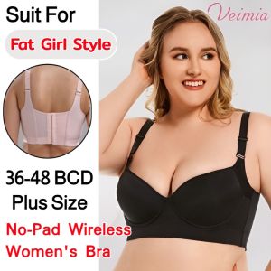 Miss Candy Plus Size Wireless Bra Womens Push Up Seamless Underwear Support Adjustable Brassiere Thin Breathable No-Pad Wireless Lingerie