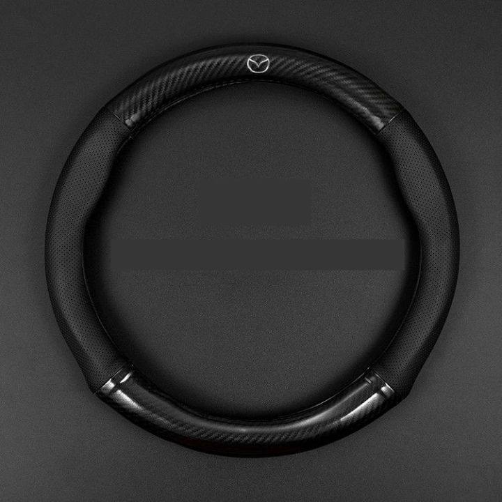 Universal 38cm Carbon Fiber Leather Anti-Slip Car Steering Wheel Cover ...