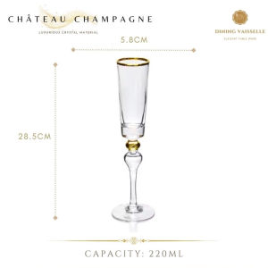 Dining Vaisselle -  แก้วไวน์ขอบทอง Chateau Crystal Wine glass ความจุ380ml และ Champagne glass ความจุ220ml หรูหรารังสรรค์บรรยากาศสุดโรแมนติก DG10600