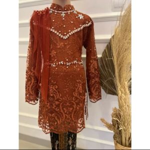 KEBAYA ANAK TUNIK PAYET BAHAN TILLE MUTIARA MODEL INARA SELENDANG BAHU TERBARU