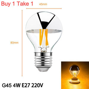 【BUY 1 TAKE 1】 E14 E27 Led Filament Bulb 4W 6W Top Sliver Gold Edison Bulb 220V Vintage House Decoration Bulb 2700K Warm White Led Light Bulb for home