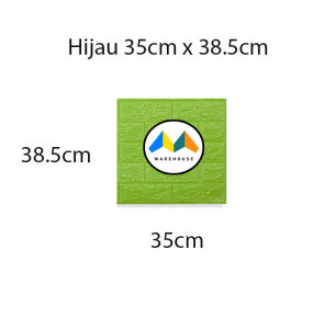 MW Wallpaper Foam Hijau 3D Bata Warna Hijau Premium Wall Paper Sticker Tebal 3MM