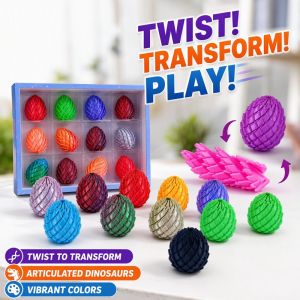 3D Printed Articulated Dinosaur Egg Fidget Toy Transformable Movable Joint Dragon Figurine Desk Ornament Stress Relief Random Color