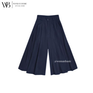 Quần lửng ống rộng nữ bigsize Woman Basic quần culottes dáng xòe xếp ly kaki nhăn Nhật Bản QD05