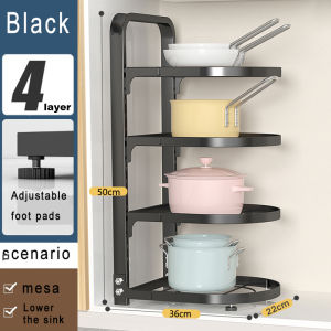 2-5 Tier Kitchen Pan Organizer Pot Rack Adjustable Under Sink Countertop stainless steel Pot Rack Stainless Steel Rack