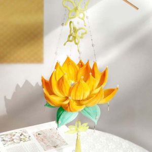 DYJKOUG Handmade Lotus Lantern Luminous Glowing Handheld Light DIY Material Kit Colorful Flower Lamp Mid-Autumn Festival