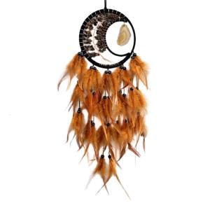 Handmade Dreamcatchers Hanging Ornament with Feathered Tassels and Stone Pendant for Car and Home Wall Decors